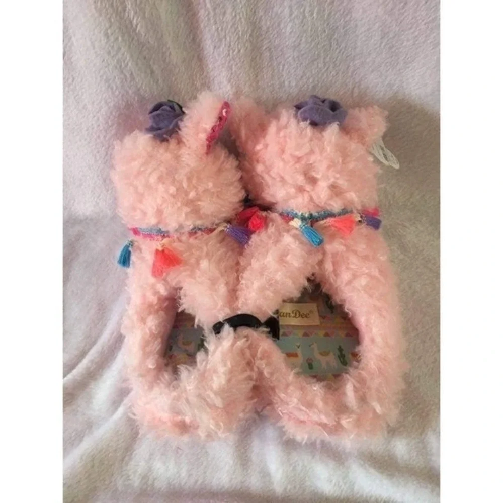Wonder Nation Llama Slippers Kids 11-12 Pink NEW Fuzzy Tassel Sequin Alpaca Shoe